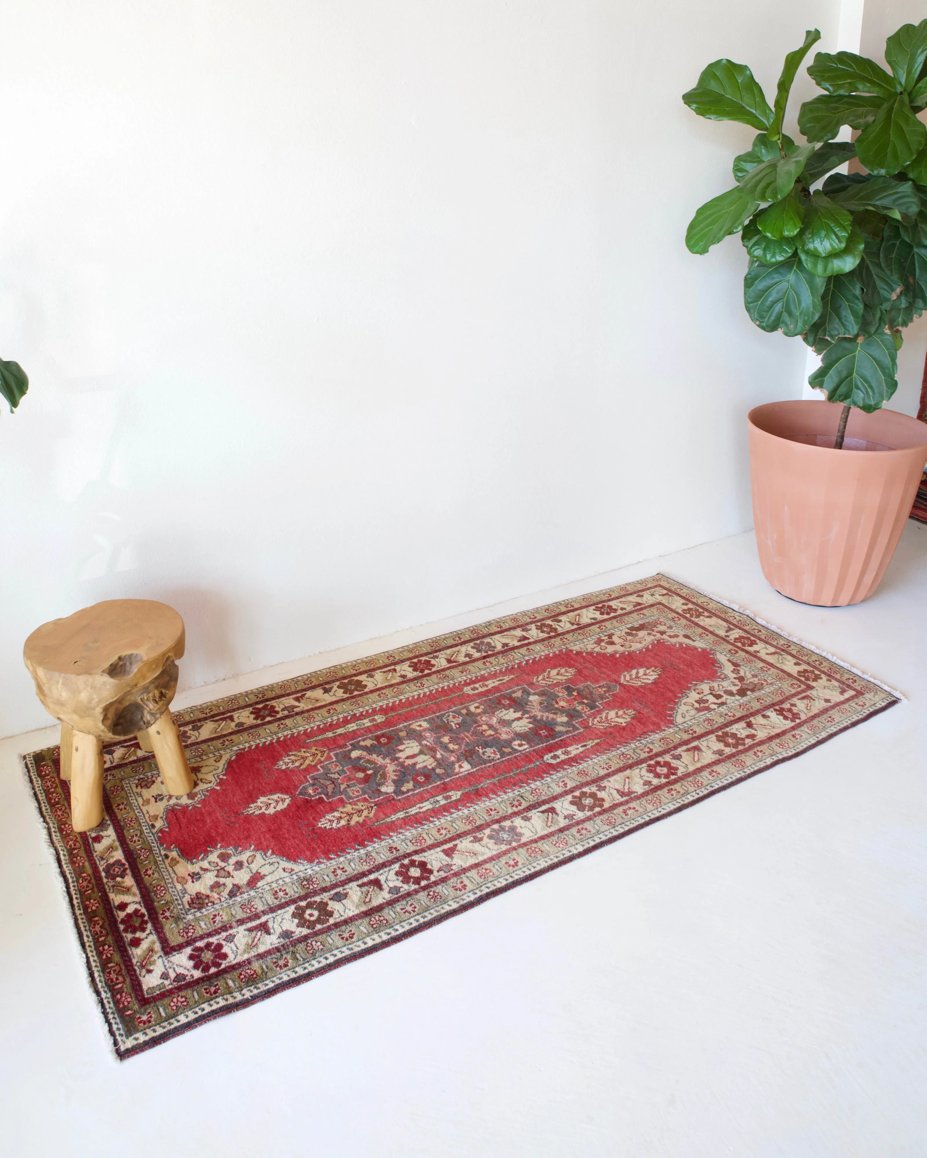 Vintage Anatolian Runner Rug 3'4"x7"