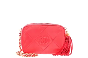 Vintage Chanel Red Diamond CC Camera Bag Small