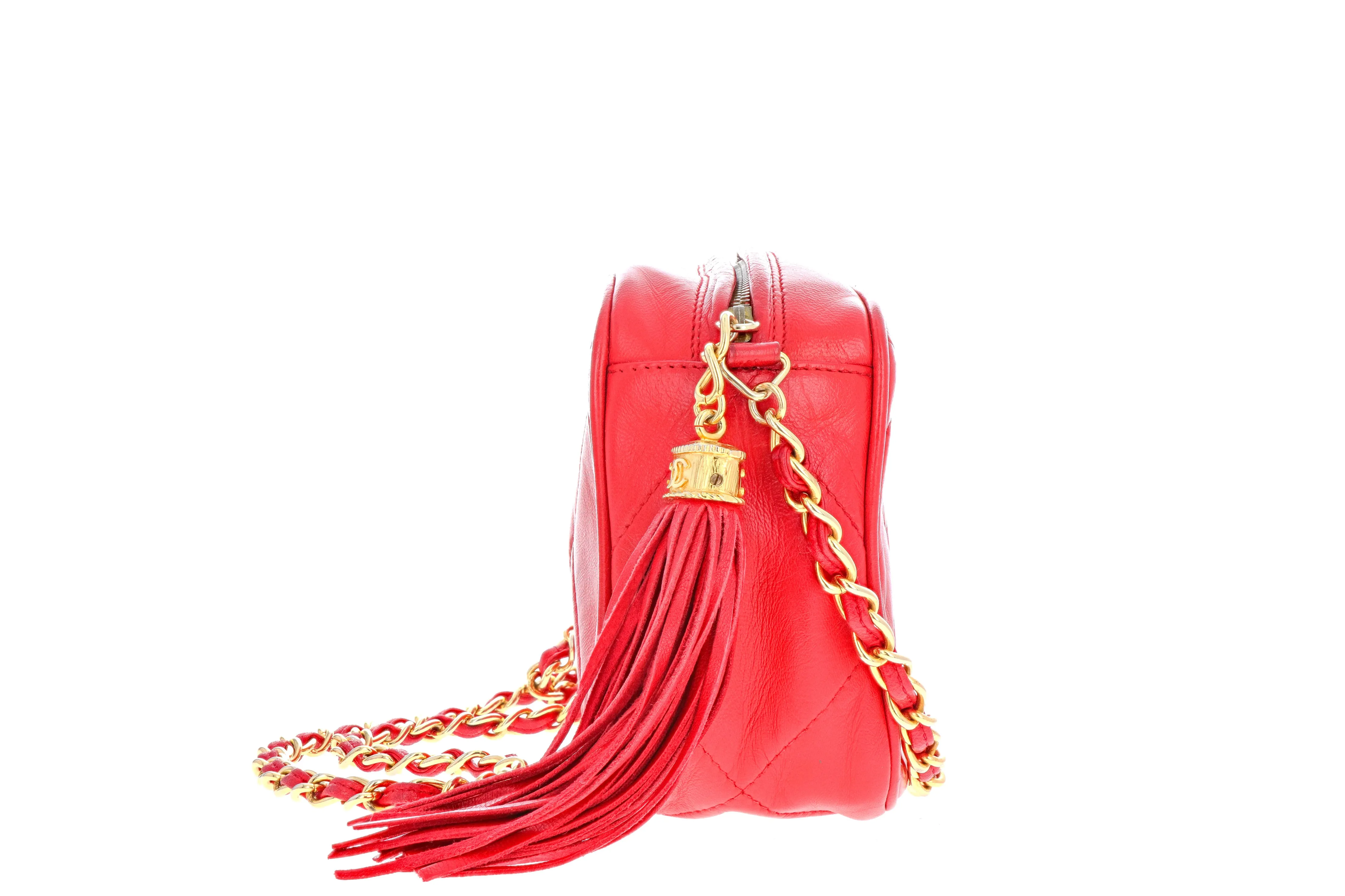 Vintage Chanel Red Diamond CC Camera Bag Small