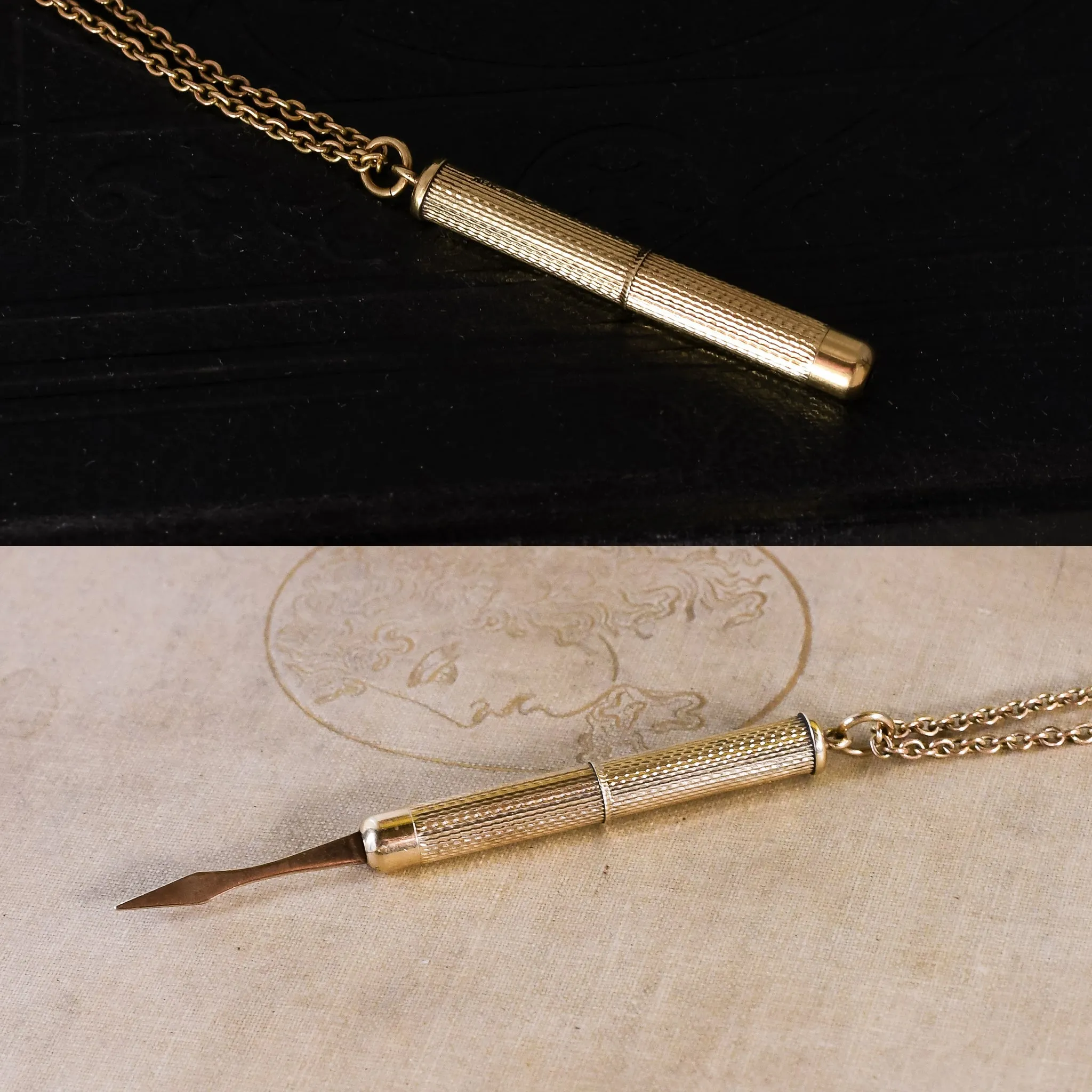 Vintage Gold Toothpick Pendant