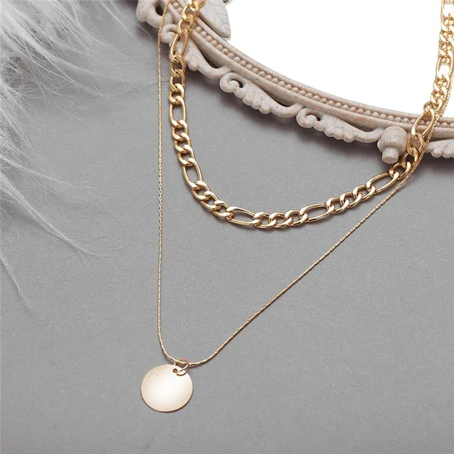 Vintage Multi-layer Coin Chain Choker Fashion Portrait Chunky Chain Necklaces Jewelry