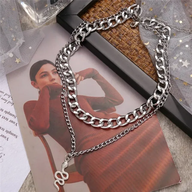 Vintage Multi-layer Coin Chain Choker Fashion Portrait Chunky Chain Necklaces Jewelry