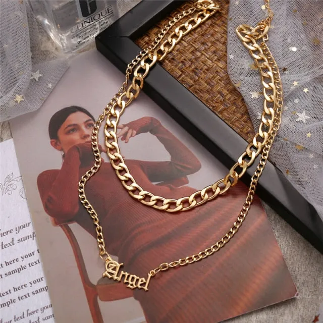 Vintage Multi-layer Coin Chain Choker Fashion Portrait Chunky Chain Necklaces Jewelry