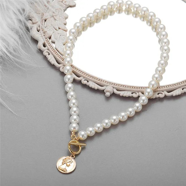 Vintage Multi-layer Coin Chain Choker Fashion Portrait Chunky Chain Necklaces Jewelry