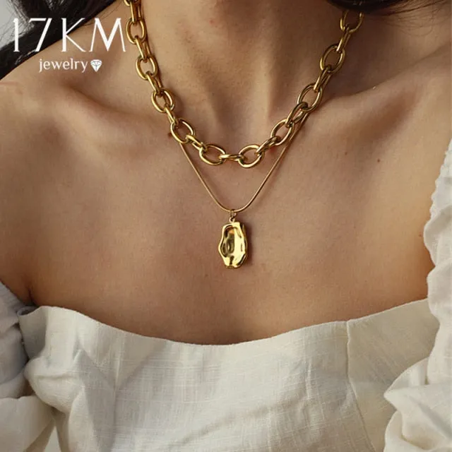 Vintage Multi-layer Coin Chain Choker Fashion Portrait Chunky Chain Necklaces Jewelry