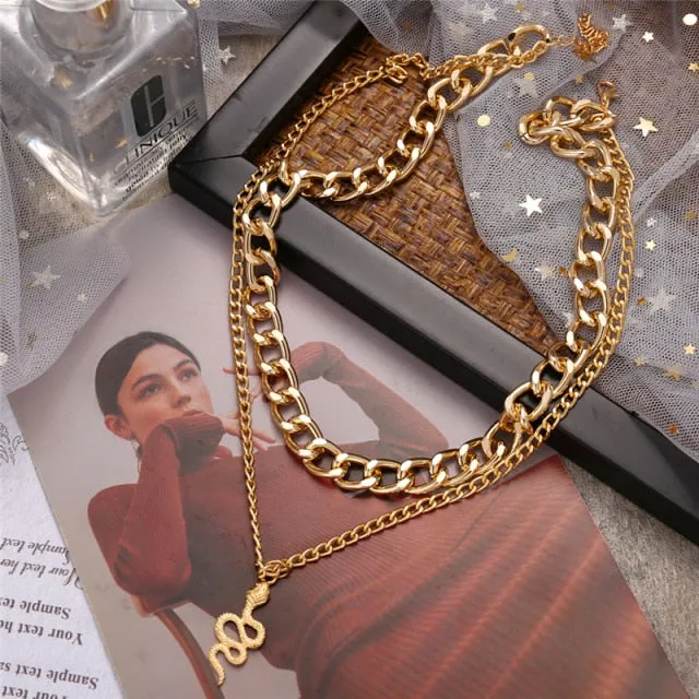 Vintage Multi-layer Coin Chain Choker Fashion Portrait Chunky Chain Necklaces Jewelry