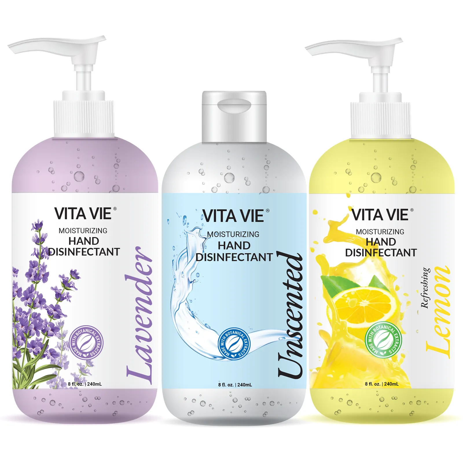 Vita Vie Moisturizing Hand Disinfectant Gel, Scented Set (3-pack)
