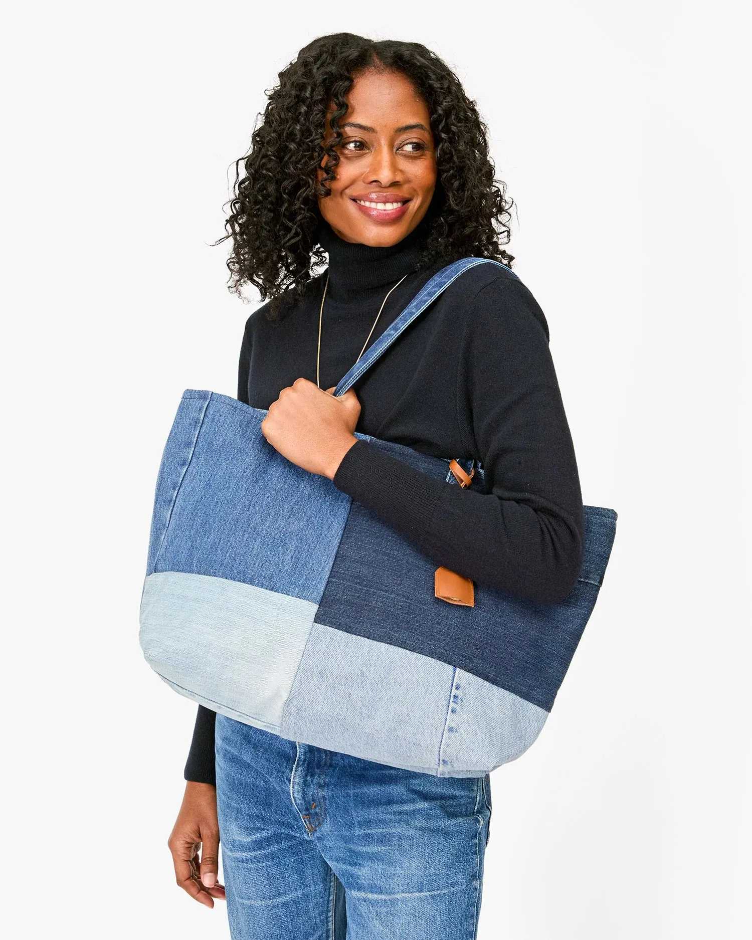 Volie Tote - Washed Denim Patchwork