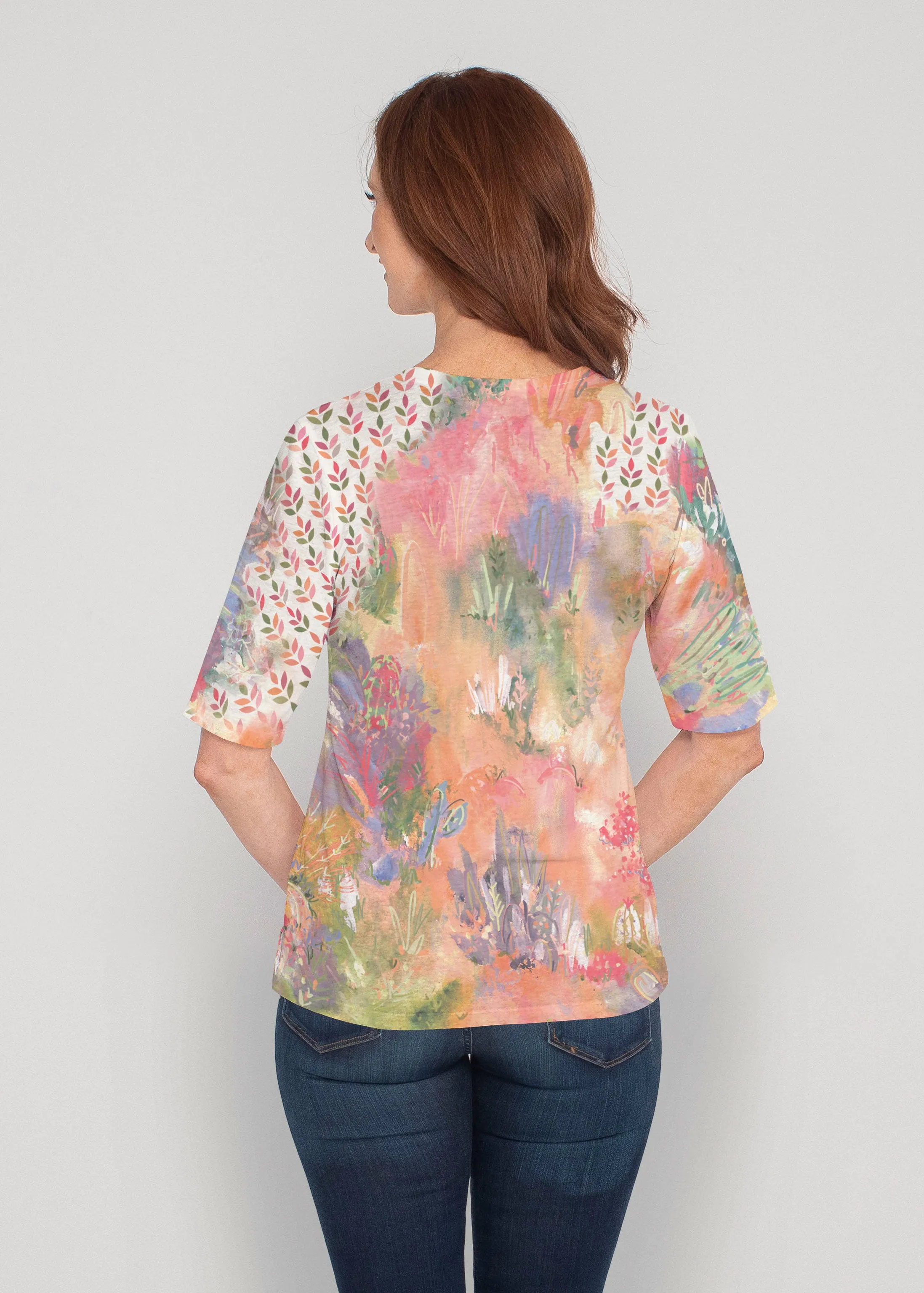 Warm Desert Vibes (17248) ~ Signature Elbow Sleeve V-Neck Top