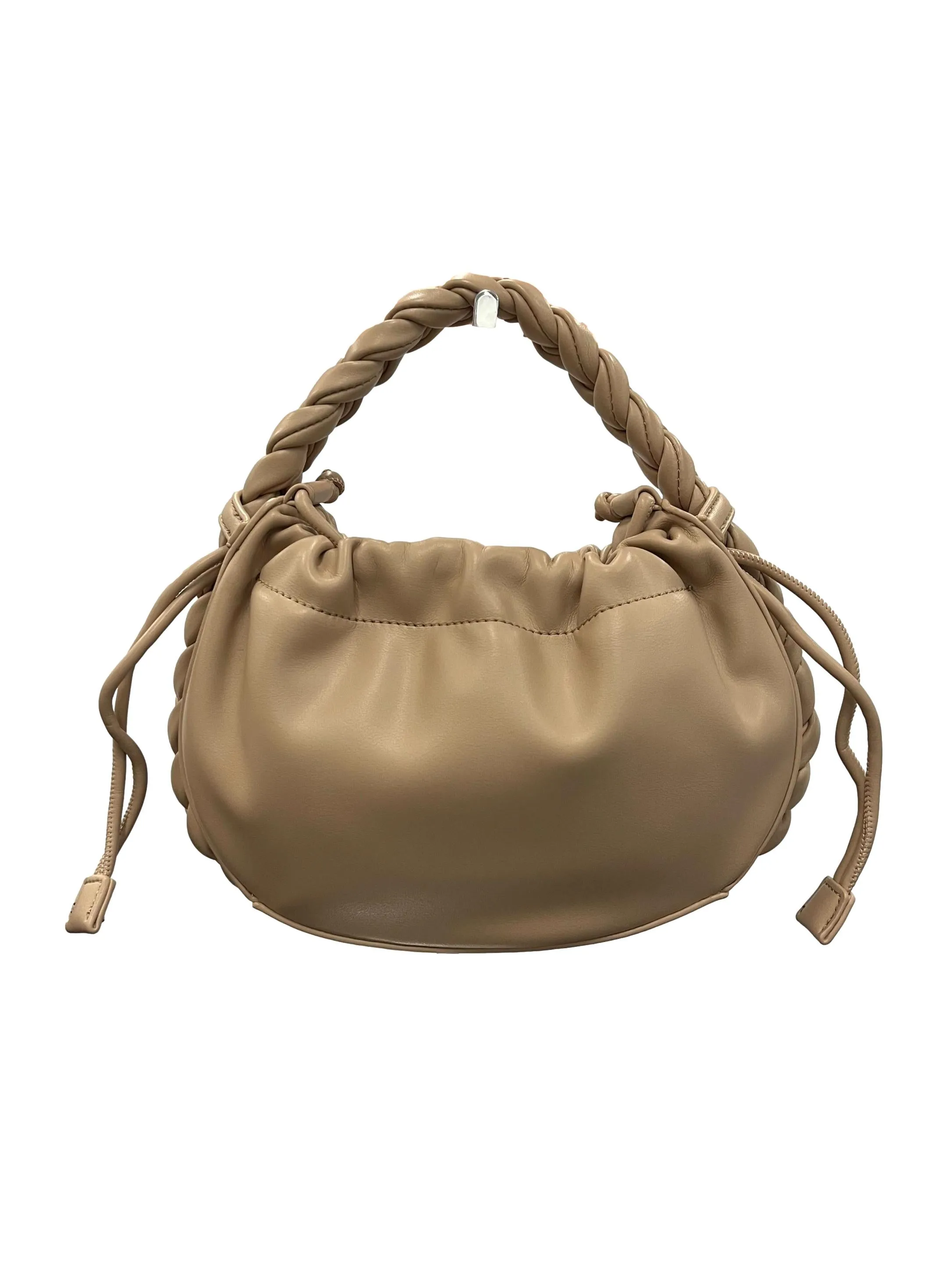 Warm Nude Braided Handle Bag