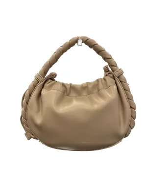 Warm Nude Braided Handle Bag