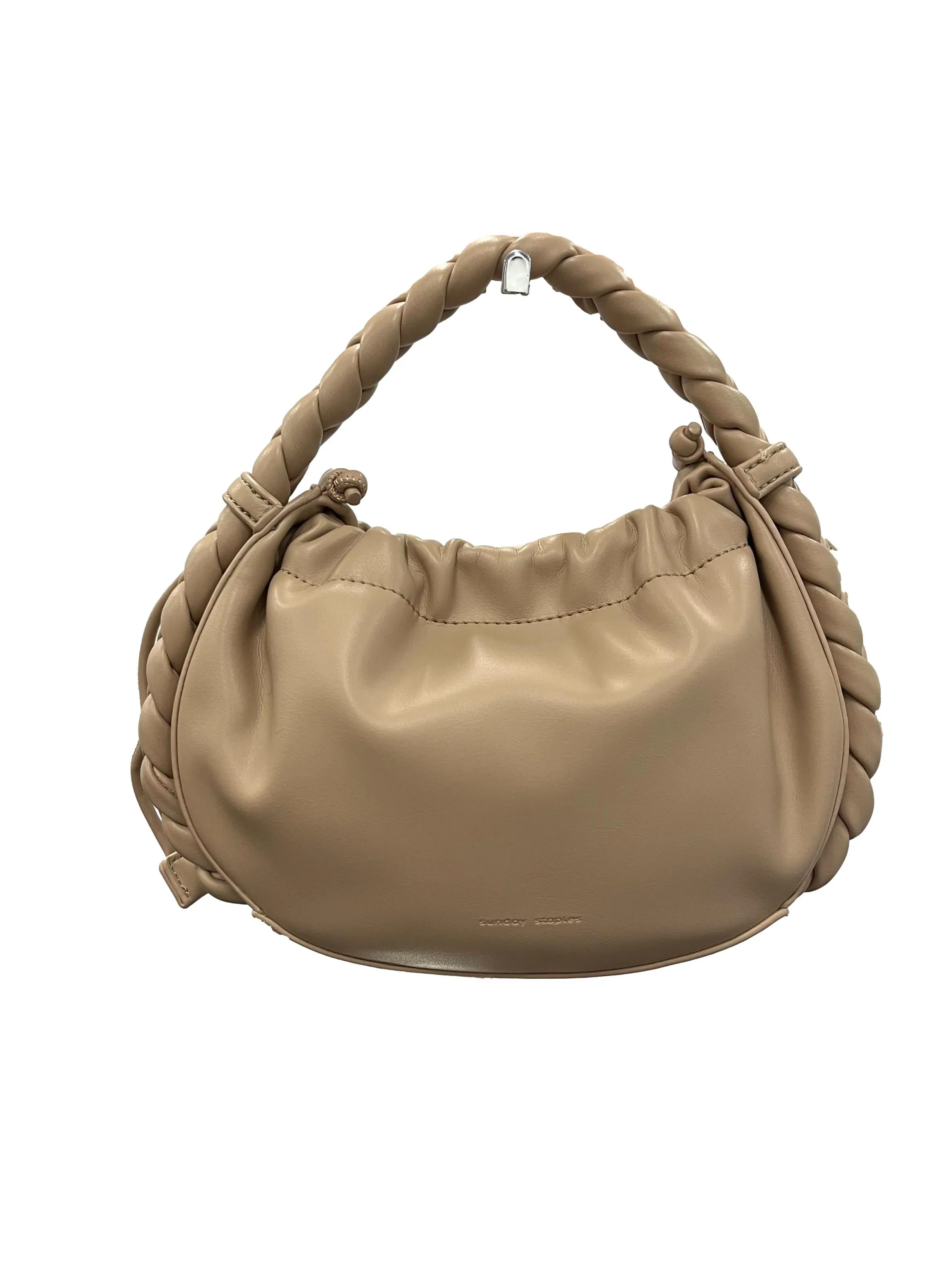 Warm Nude Braided Handle Bag