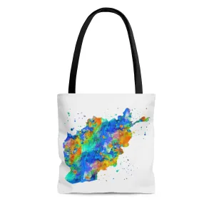 Watercolor Afghanistan Map Tote Bag