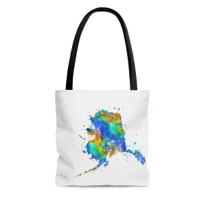 Watercolor Alaska  Map Tote Bag