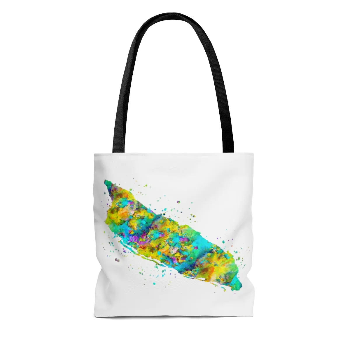 Watercolor Aruba Map Tote Bag