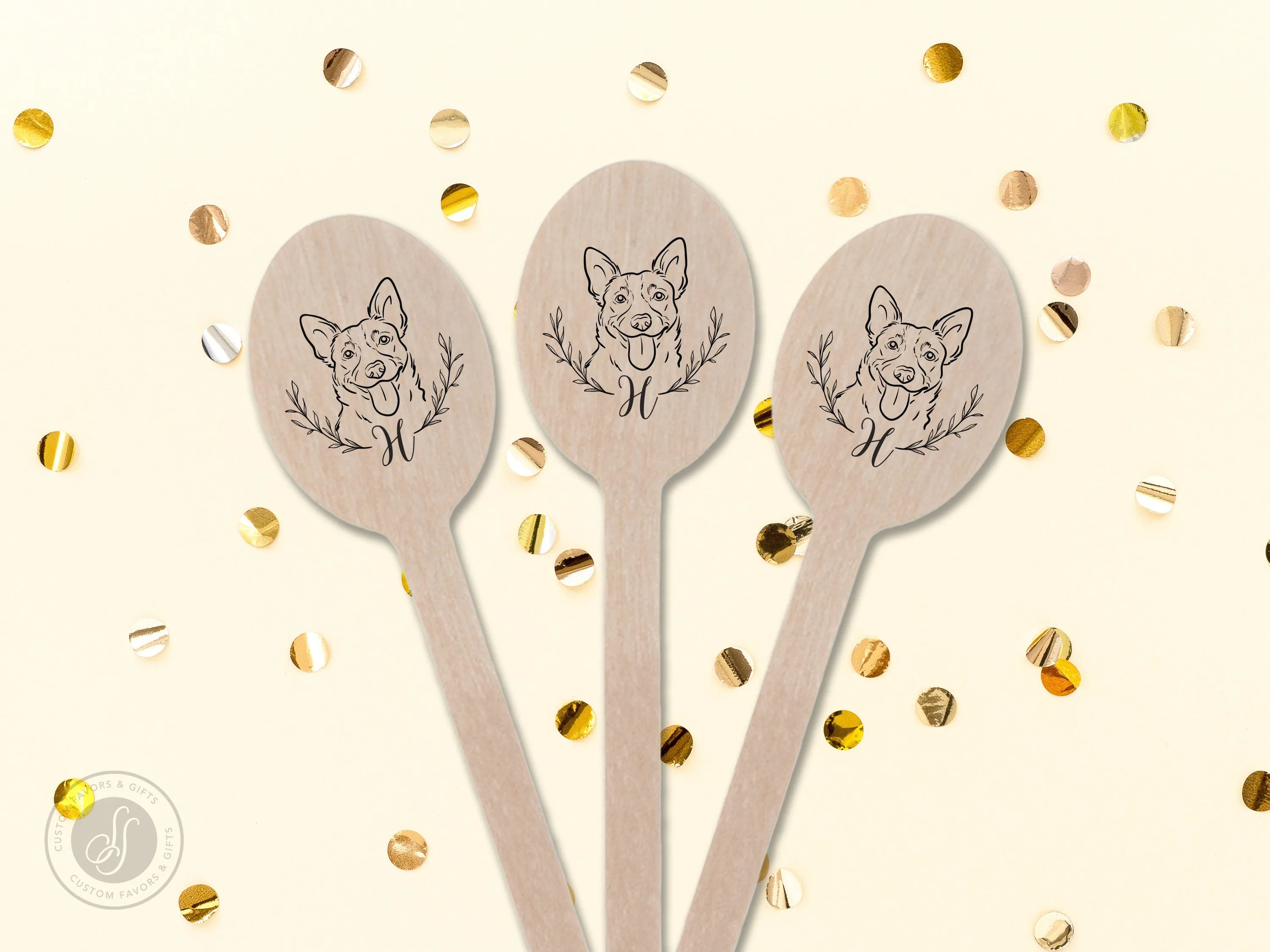 Wedding Stir Sticks #19 - Custom Pet Dog or Cat Illustration