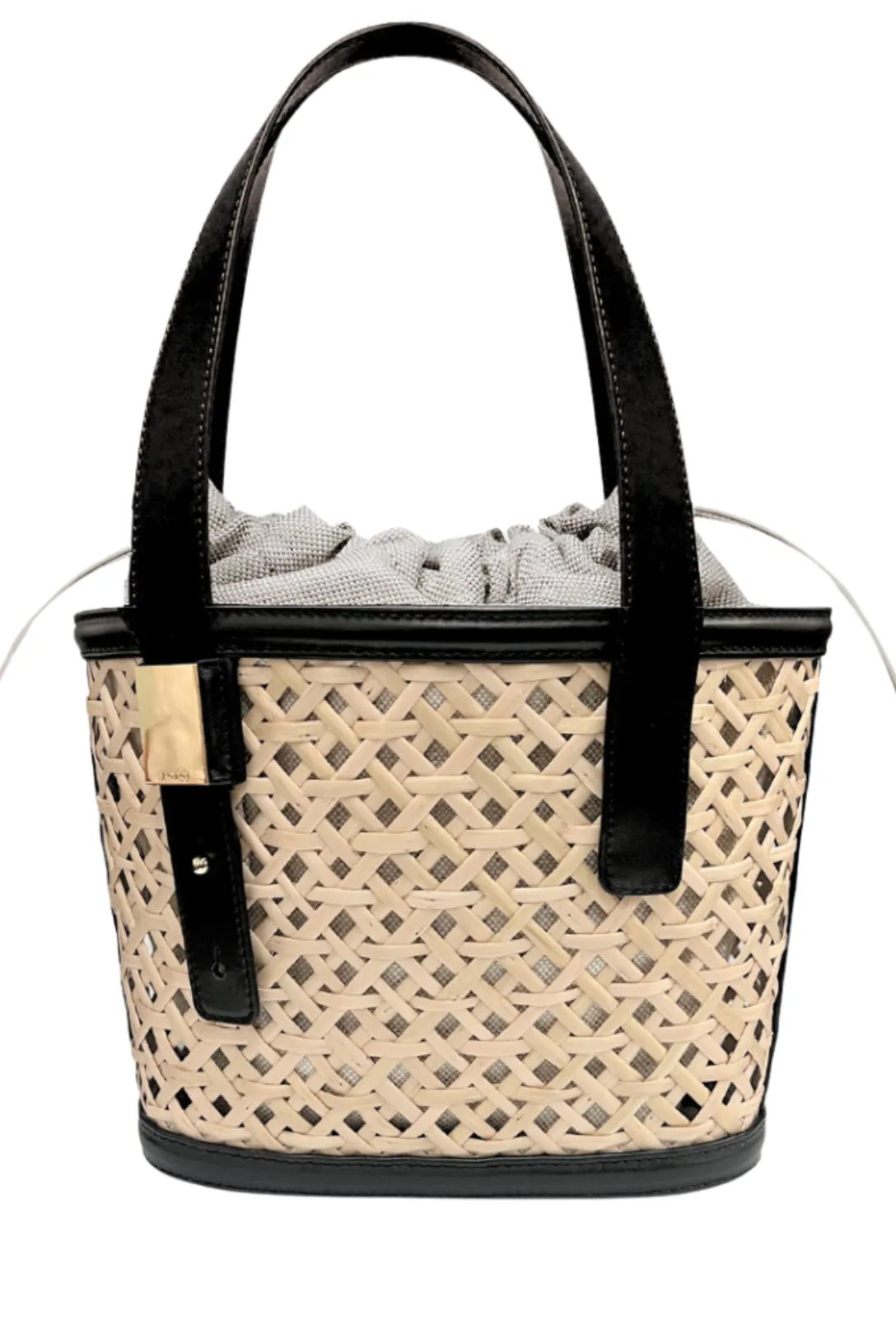 Wicker Tote Bag | Sand/Black
