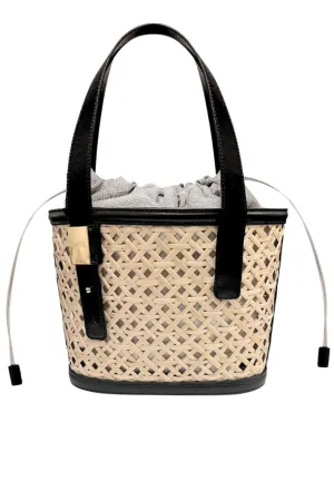 Wicker Tote Bag | Sand/Black