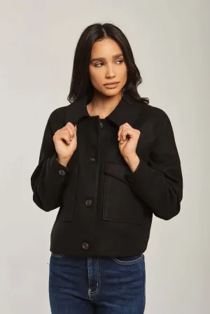 Women Jacket Box Shape Short Black