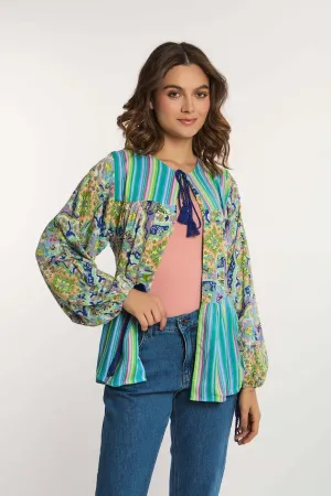 Women Kimono Viscose Short Kimono With Ruffle Multicolor