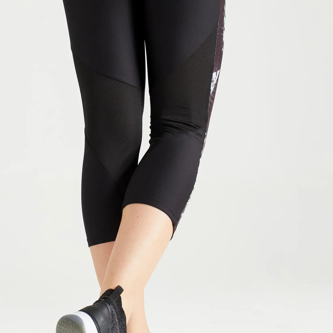 Women's 7/8-Length Fitness Cardio Training Leggings 500 - Printed Black