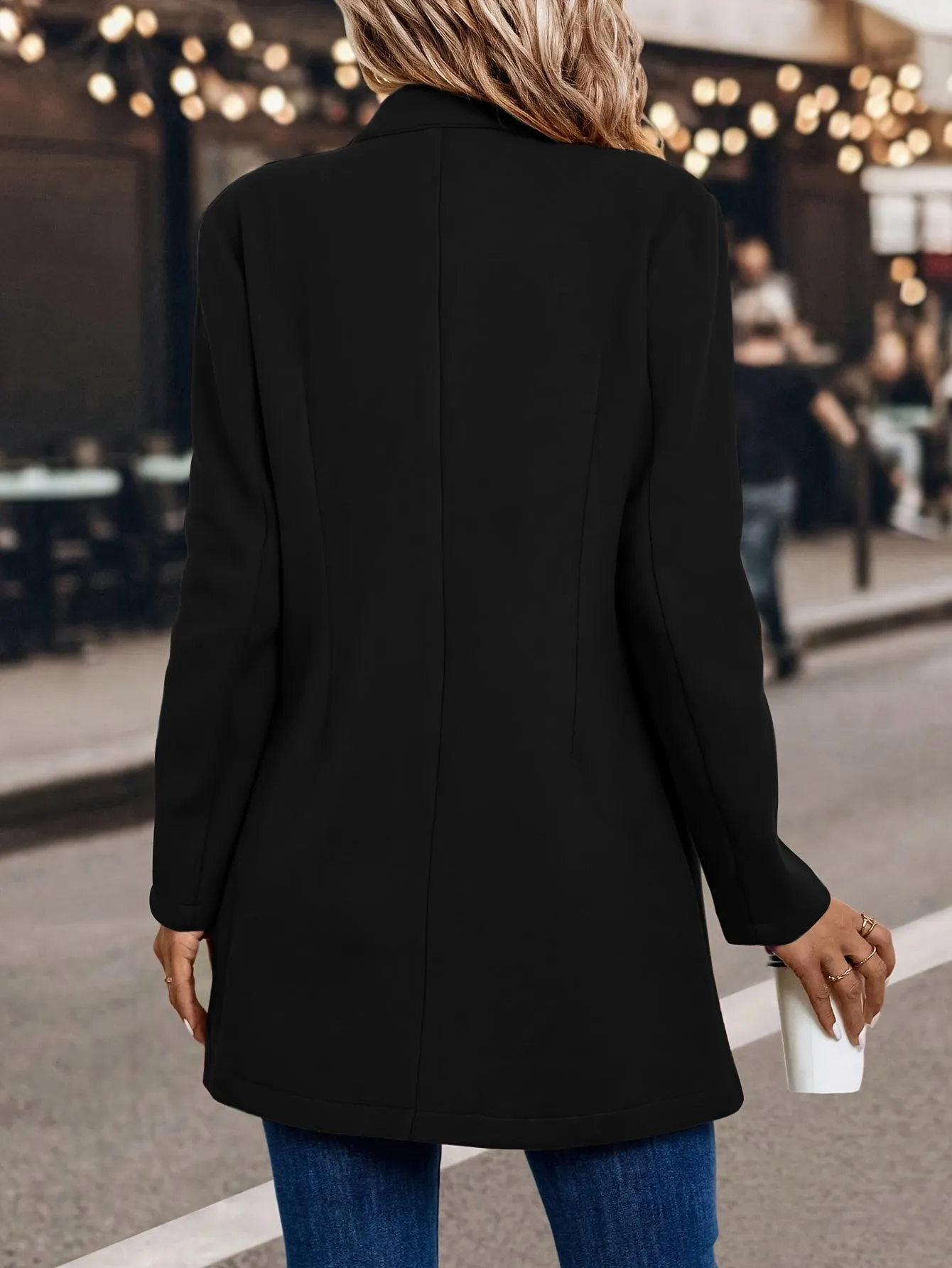 Womens SlimFit Elegant Solid Color Blazer Coat