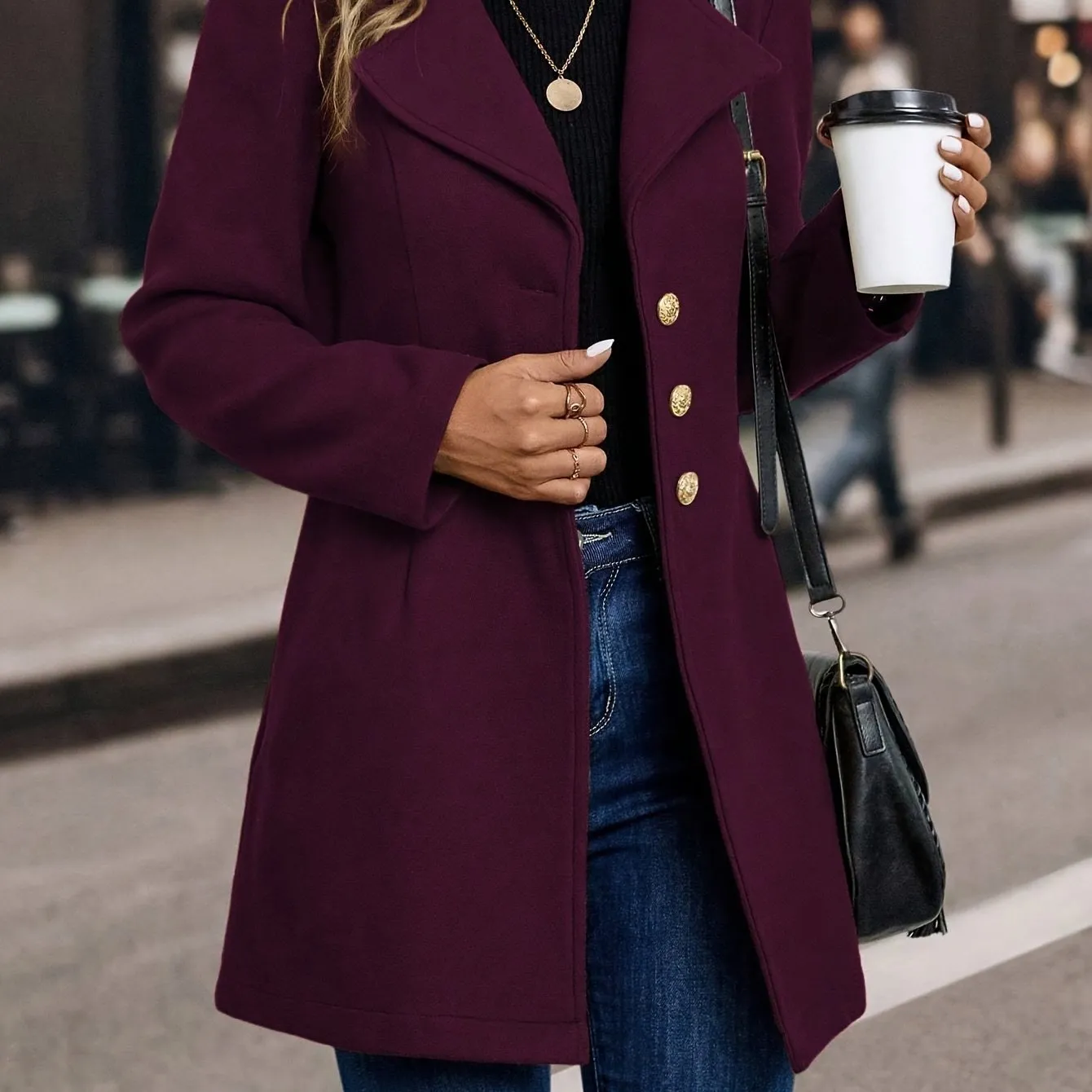 Womens SlimFit Elegant Solid Color Blazer Coat