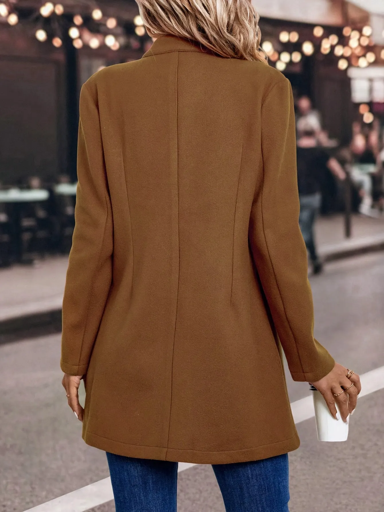 Womens SlimFit Elegant Solid Color Blazer Coat