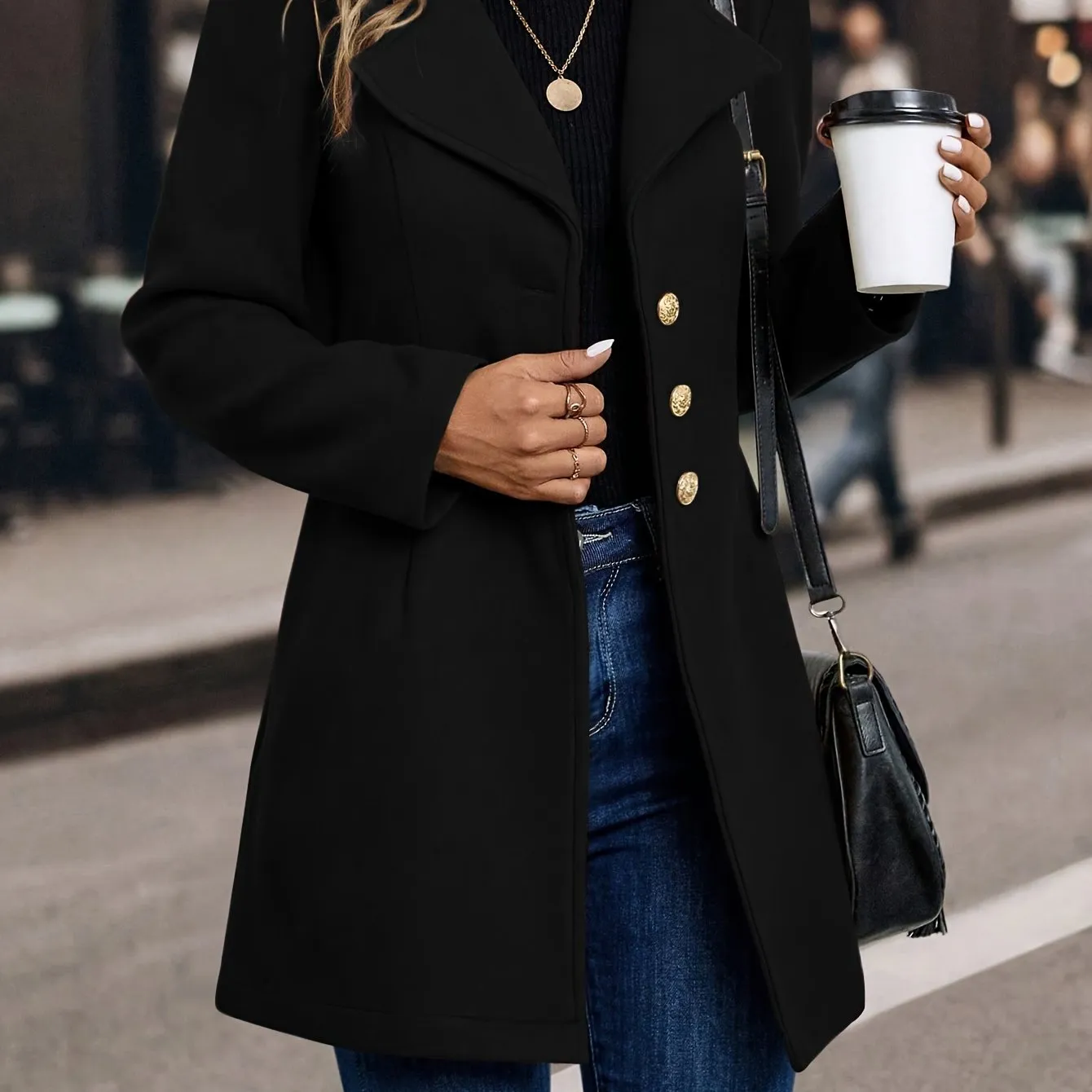 Womens SlimFit Elegant Solid Color Blazer Coat