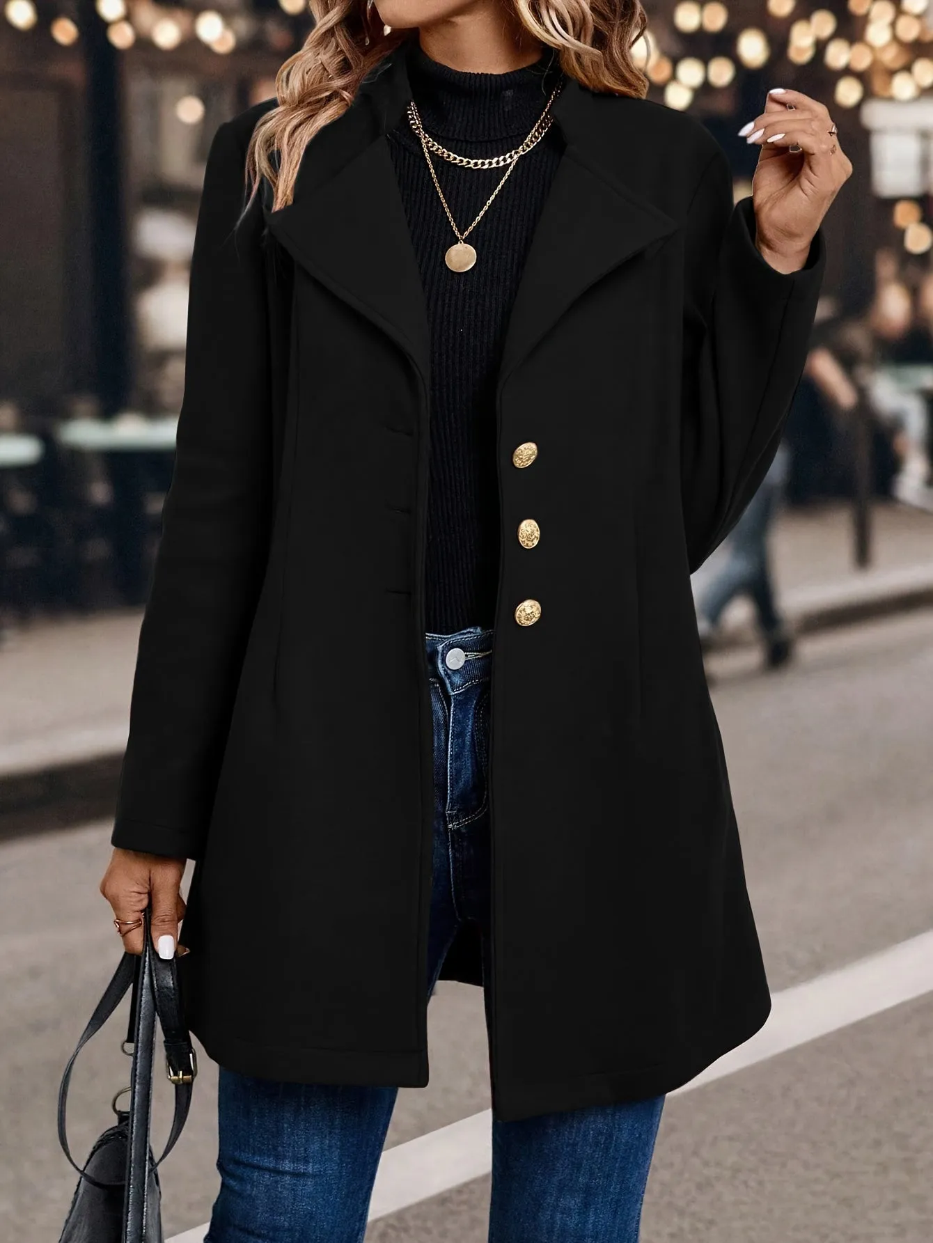 Womens SlimFit Elegant Solid Color Blazer Coat