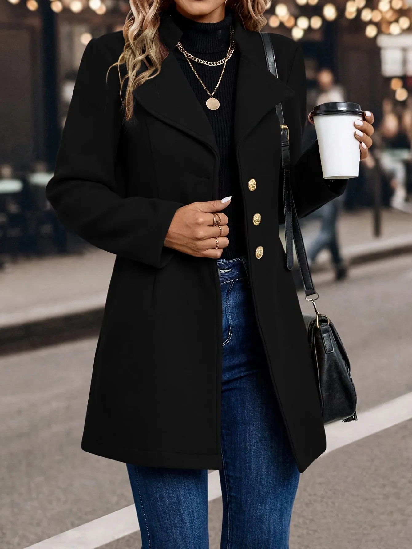Womens SlimFit Elegant Solid Color Blazer Coat