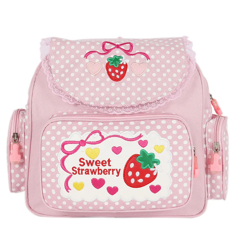 Women's Sweet Lady Cute Embroidered Fruit Strawberry Backpacks