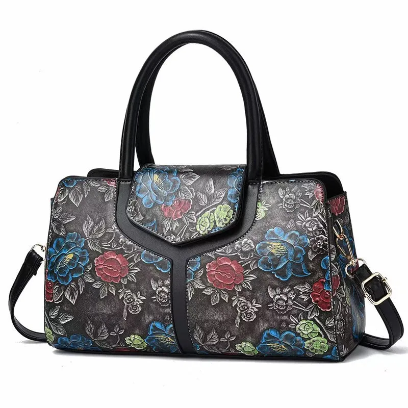 Women's Vintage Attractive Flower Print Design Handbags