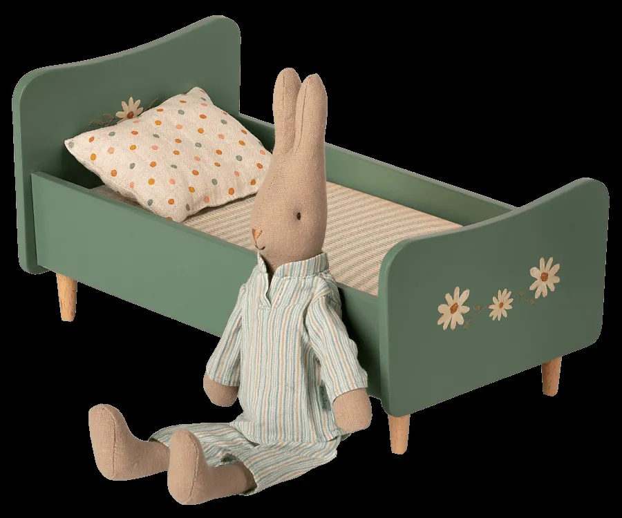 Wooden Bed, Mini - Mint Blue