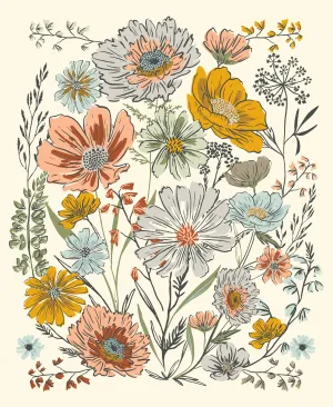 Woodland And Wildflowers Florals 36 Inch Panel in cream 45588 11