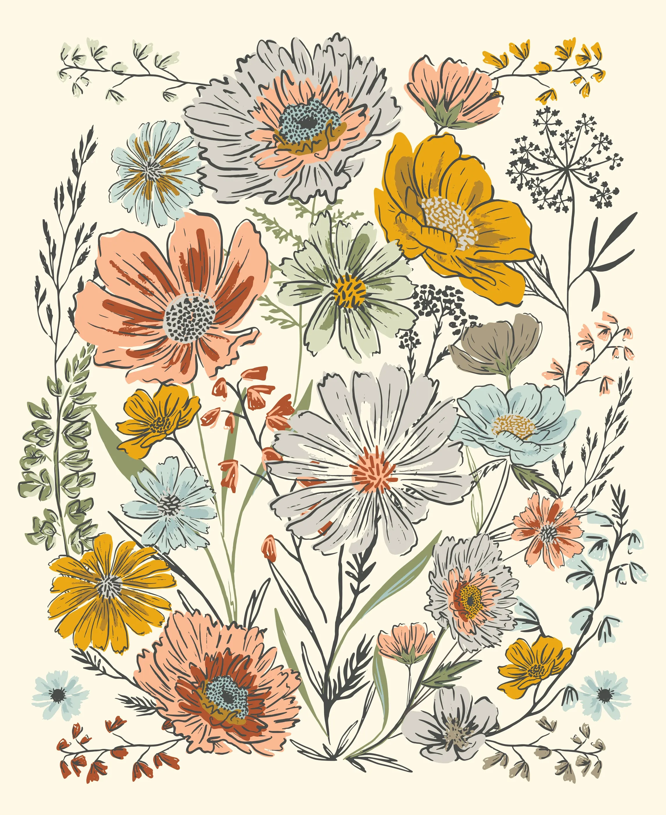 Woodland And Wildflowers Florals 36 Inch Panel in cream 45588 11