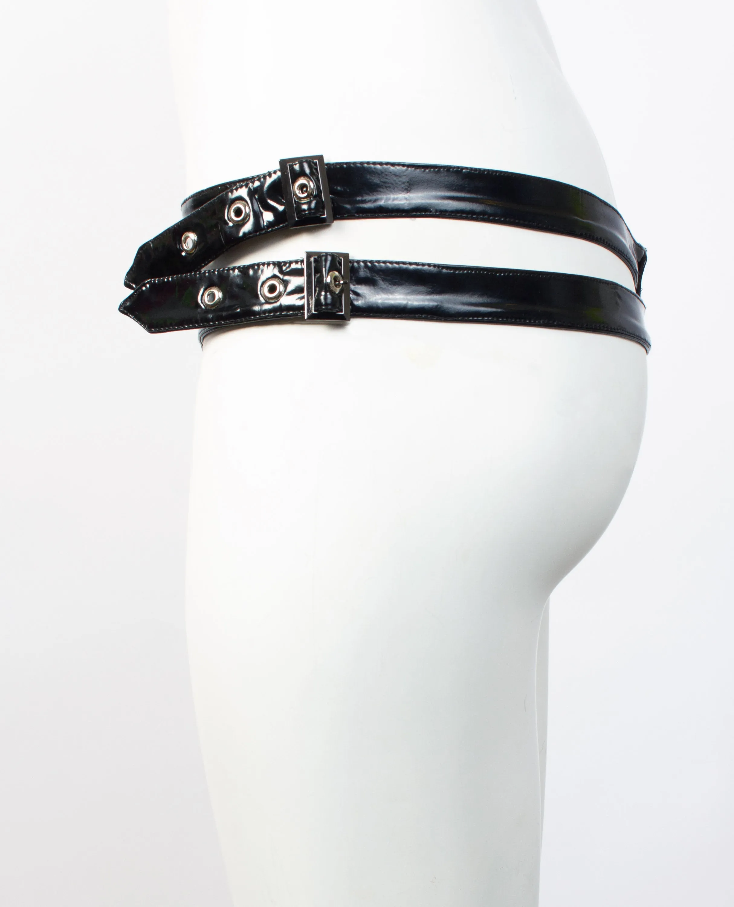 XXX PVC STUDDED THONG