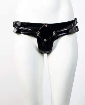 XXX PVC STUDDED THONG