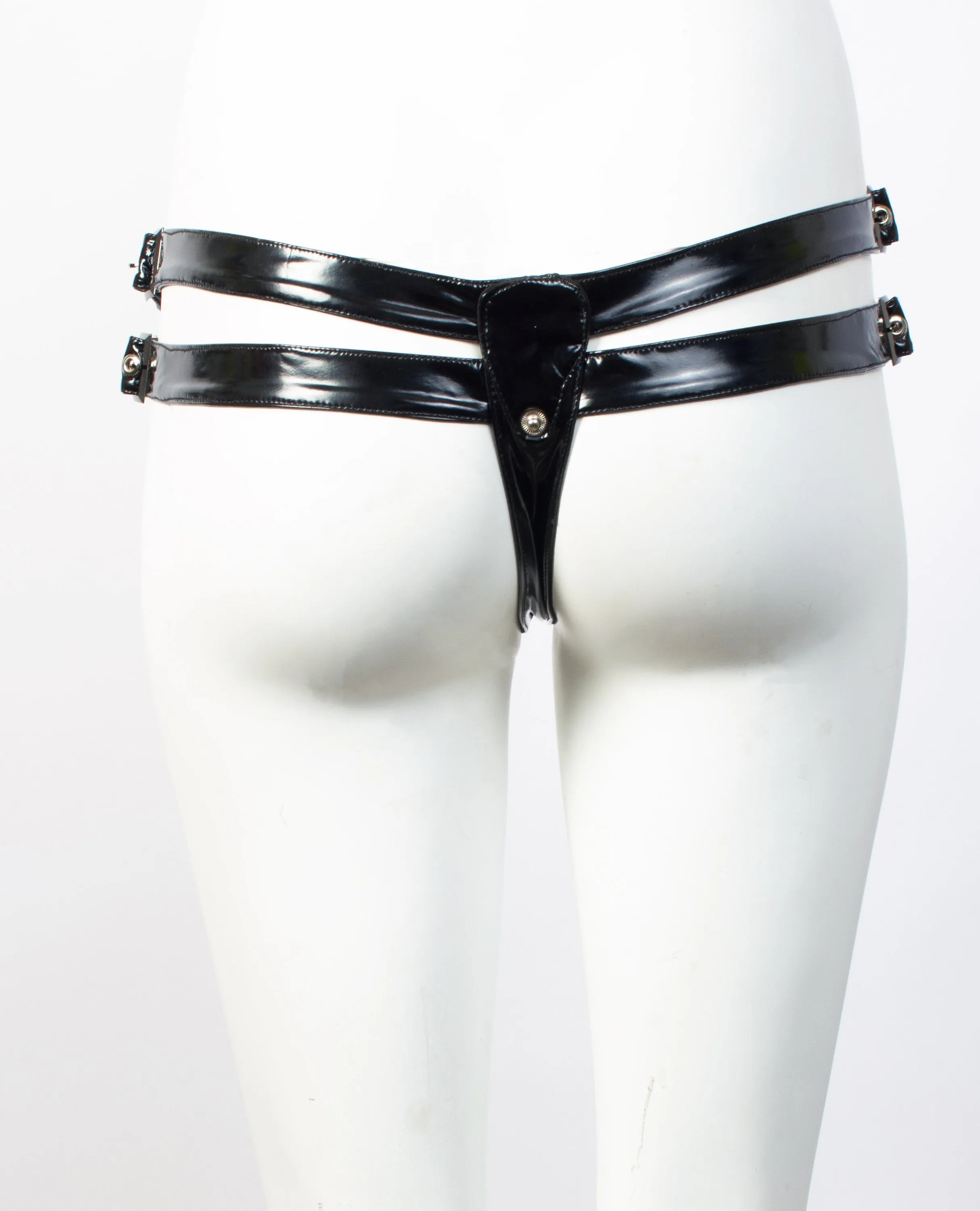 XXX PVC STUDDED THONG