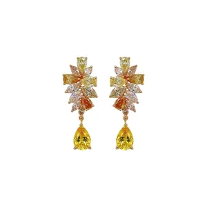 Yellow Sapphire & Diamond Drop Earring