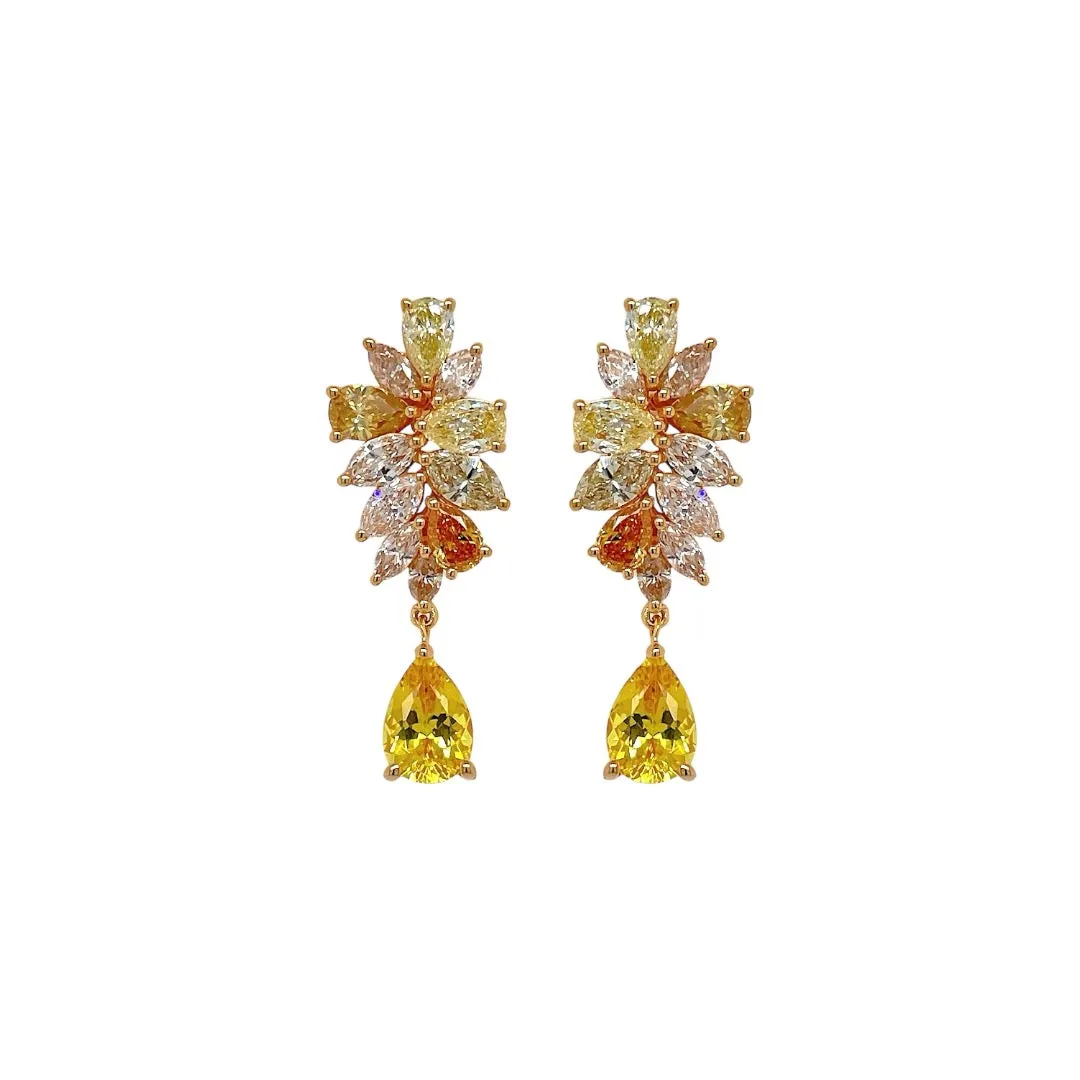 Yellow Sapphire & Diamond Drop Earring