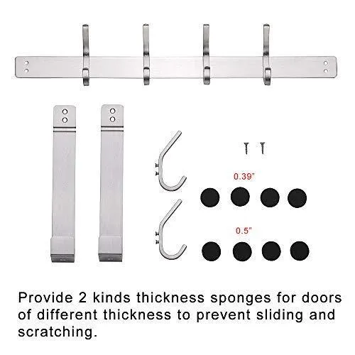 YUMORE Door Hanger,Stainless Steel Heavy Duty Over The Door Hook for Coats Robes Hats Clothes Towels, Hanging Towel Rack Organizer, Easy Install Space Saving Bathroom Hooks