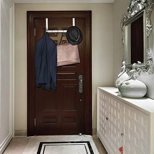 YUMORE Door Hanger,Stainless Steel Heavy Duty Over The Door Hook for Coats Robes Hats Clothes Towels, Hanging Towel Rack Organizer, Easy Install Space Saving Bathroom Hooks