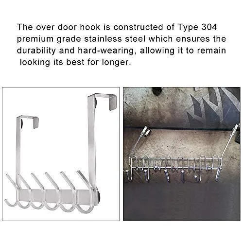 YUMORE Door Hanger,Stainless Steel Heavy Duty Over The Door Hook for Coats Robes Hats Clothes Towels, Hanging Towel Rack Organizer, Easy Install Space Saving Bathroom Hooks