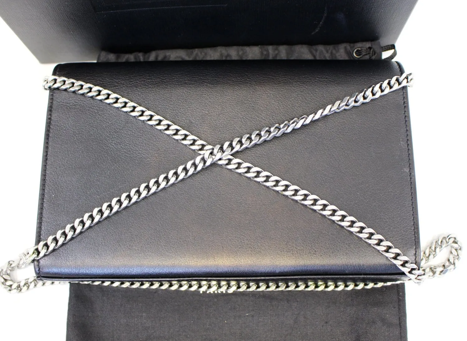 YVES SAINT LAURENT Kate Studded Black Leather Chain Clutch Crossbody Bag