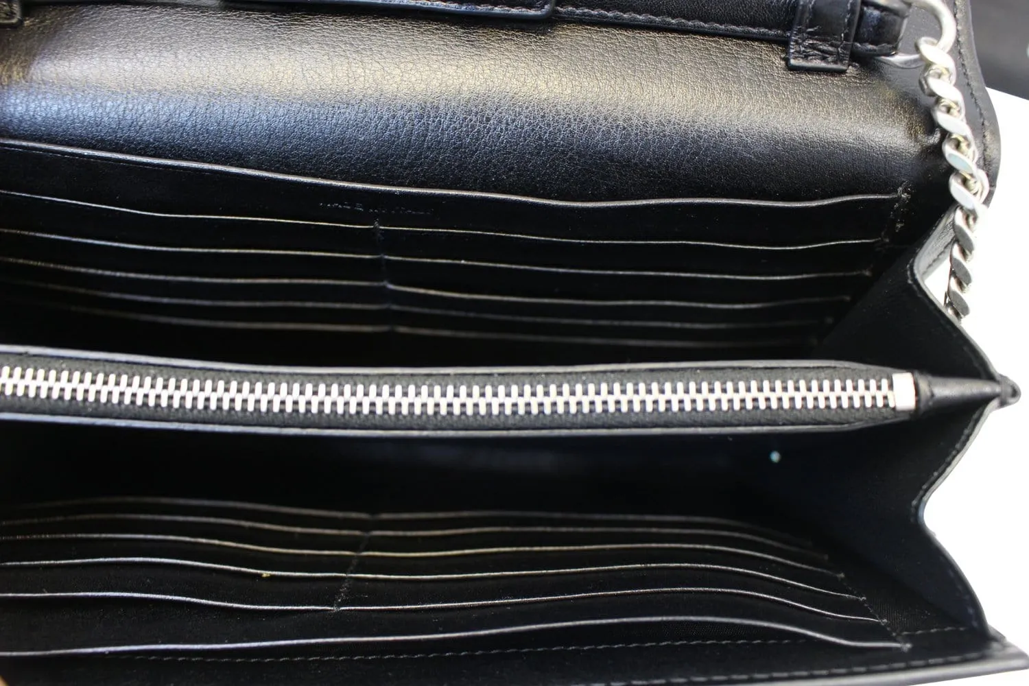 YVES SAINT LAURENT Kate Studded Black Leather Chain Clutch Crossbody Bag