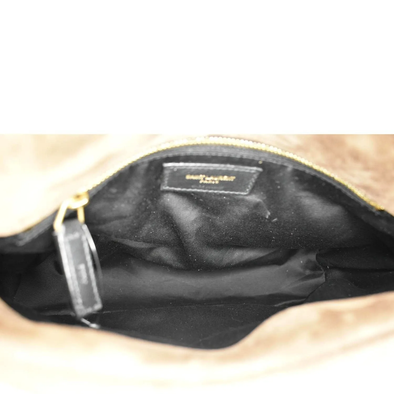 YVES SAINT LAURENT Loulou Puffer Quilted Suede Chain Shoulder Bag Brown
