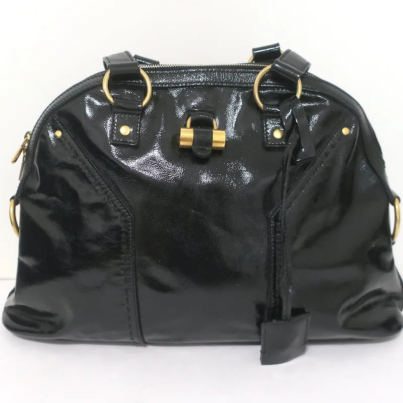 Yves Saint Laurent Muse Bag Black Patent Leather