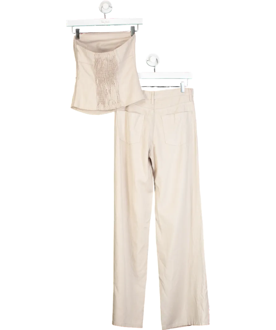 ZARA Beige Shiny Strapless Top & Trouser Set UK XS